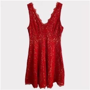 Soprano red lace party dress size L Wedding Guest Holiday Party Cocktail